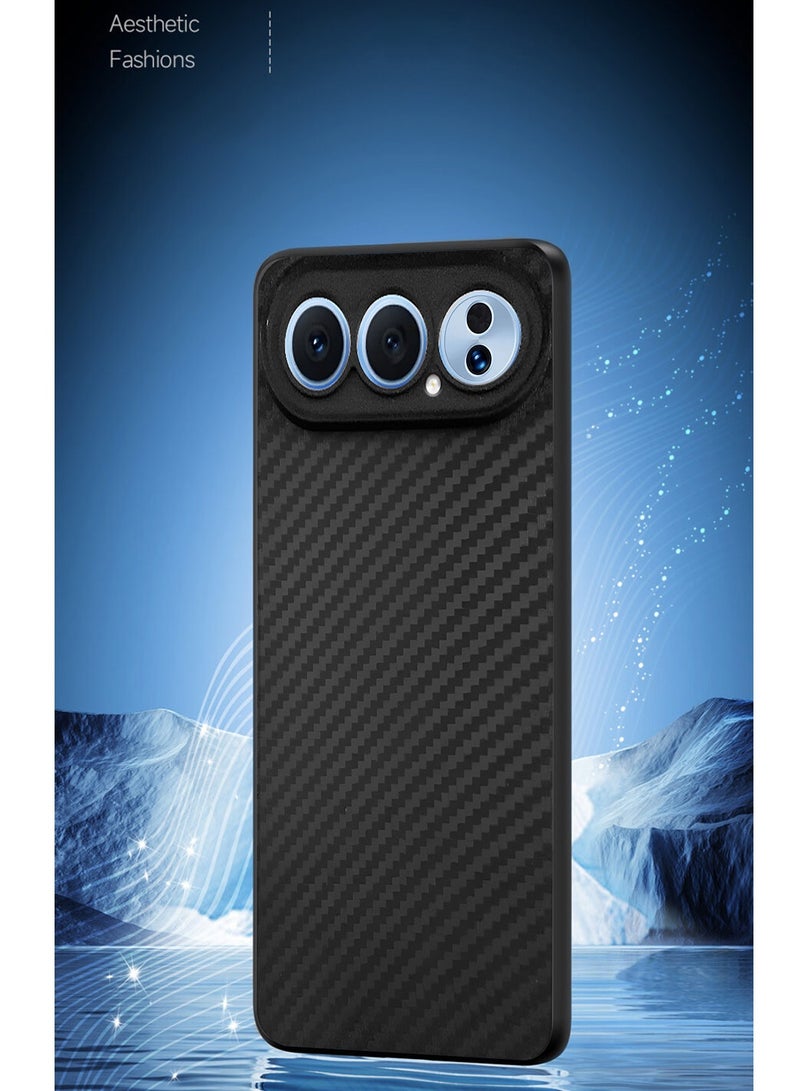 دبليو تيك غطاء حماية Honor 500 Pro 5G 2025 بنسيج السيليكون السائل وألياف الكربون (MCFPSN) - أسود - Image 4